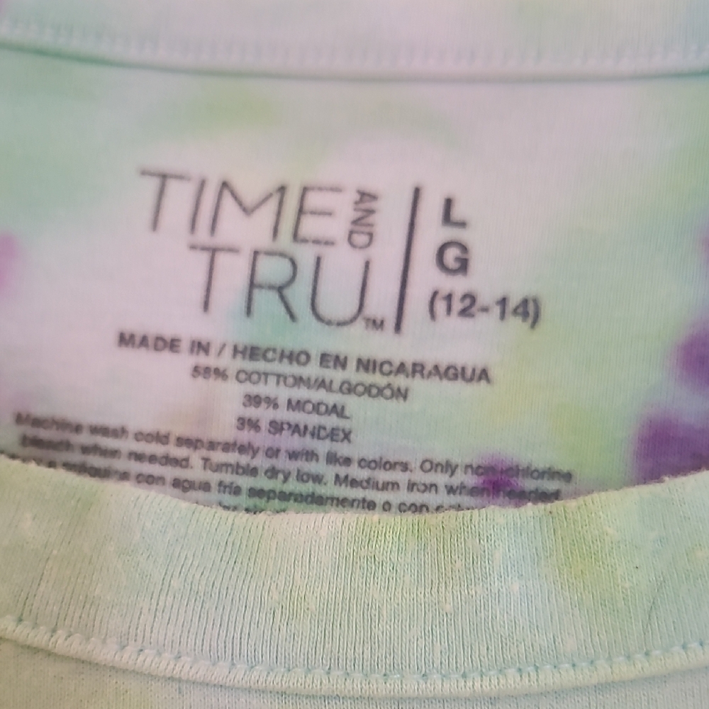 Time and Tru Green and Purple Tie-Dye Tank Top - Picture 2 of 4